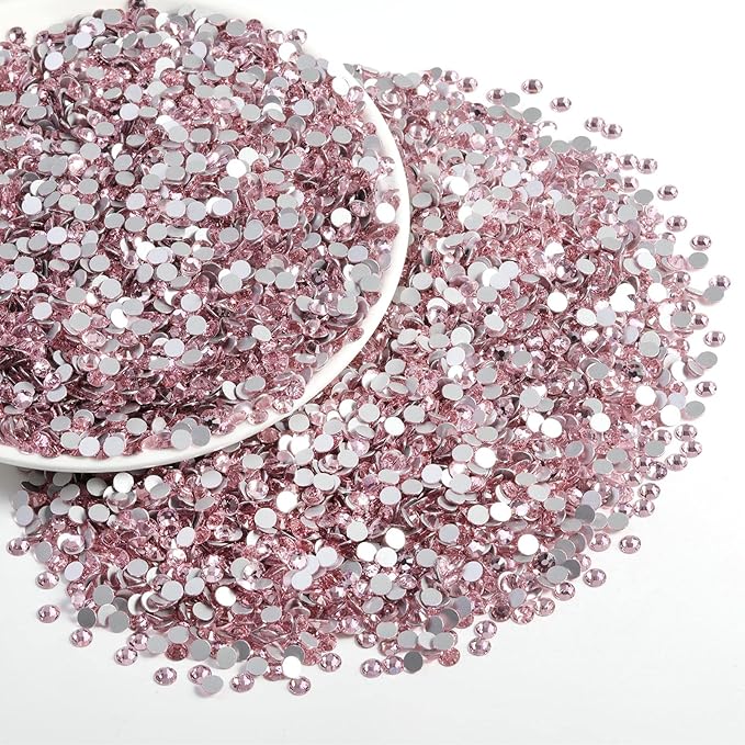Beadsland Flatback Rhinestones Bulk,14400pcs Pink Rhinestones for Nails Crafts Clothes DIY Decoration, Light Rose/Light Pink, SS6, 1.9-2.1mm