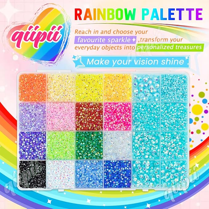 2mm-6mm Aquamarine AB Resin Rhinestones w B7000 Glue for Crafting Bedazzling Flatback Colorful Jelly Stones Diamonds Gems Bedazzler Kit for Nails Face Eyes Makeup Tumblers Bottles Crafts Shoes