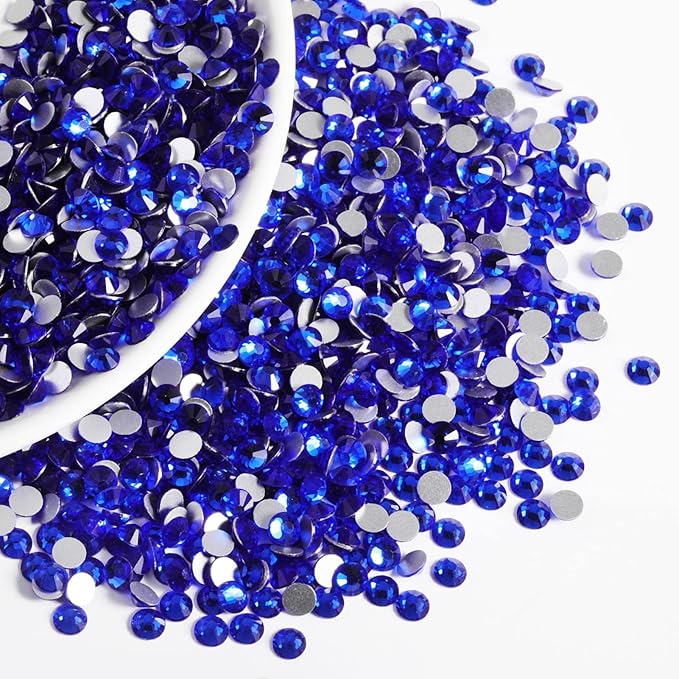 Beadsland Flatback Rhinestones Bulk, 2880pcs Royal Blue Rhinestones for Nails Crafts Clothes DIY Decoration, Sapphire, SS30, 6.3-6.5mm