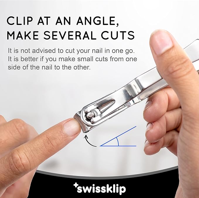 Swissker by Swissklip Nail Clippers for Men & Women I Finger Nail Clippers for Adult with 360 Degree Rotating Head I Fingernail Clippers for Women I Surgical-Grade Stainless Steel Material (2 Pack)