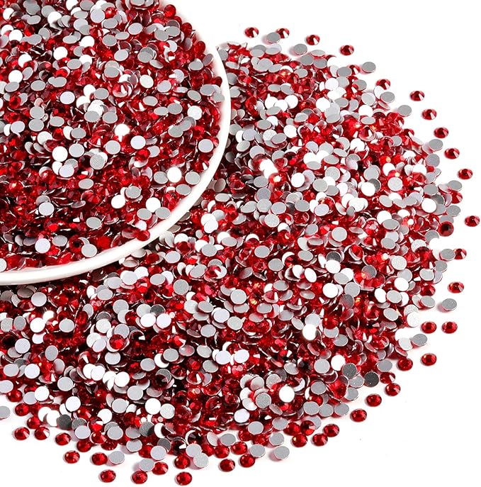 Beadsland Flatback Rhinestones Bulk,14400pcs Red Rhinestones for Crafts Clothes DIY Decoration, Light Siam, SS16, 3.8-4.0mm