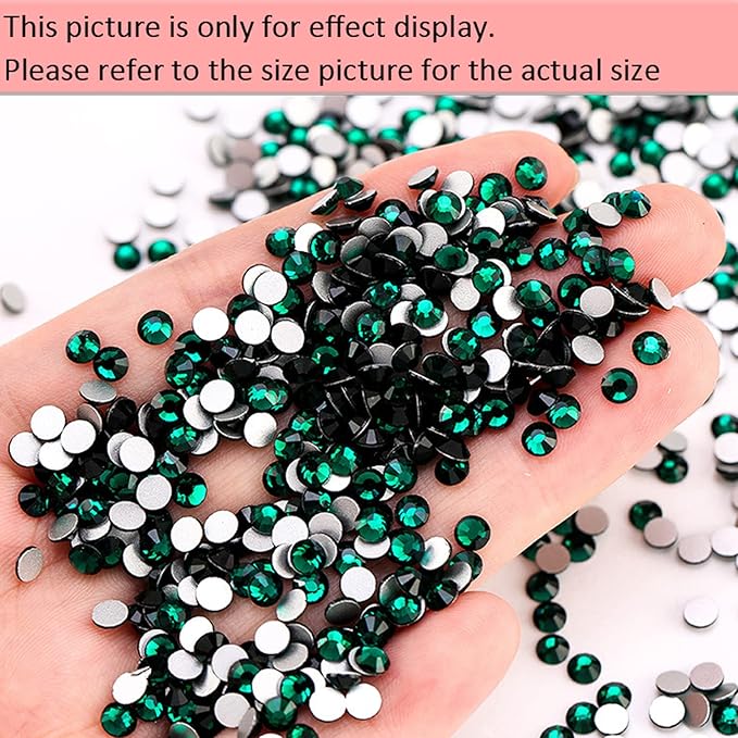 Dowarm 1440 Pieces SS4 Flatback Crystals, 1.5MM Mini Glass Rhinestones for Craft Nail Art Dance Costumes, Non Hotfix (Green/Emerald)