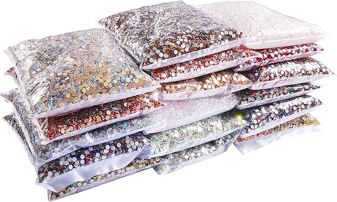 SS3-SS20 Crystal Glass Rhinestone Round Shape Flatbase Strass for DIY Nail Art Decorations Craft Making 14400PCS/Bag (SS20：4.6-4.8mm, Mine Gold)