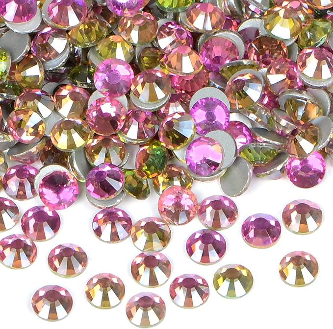 2880PCS Art Nail Rhinestones Non Hotfix Glue Fix Round Crystals Glass Flatback for DIY Jewelry Making with one Picking Pen (ss8 2880pcs, Golden Rose)