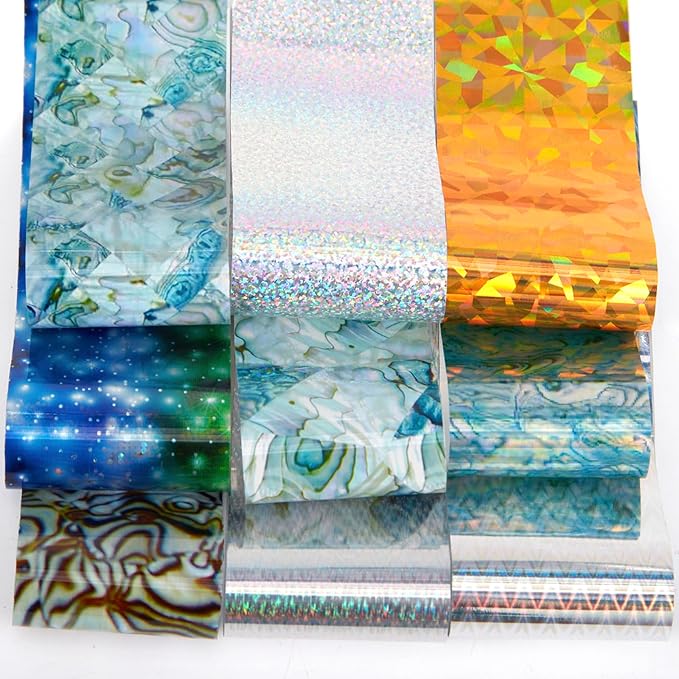 JERCLITY 300 Sheets Nail Foil Transfer Stickers Set Leopard Print Marbling Nail Foils Transfer Nail Art Holographic Laser Design Foil Sheets for Women Girls