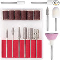 ANCIRS 11 Pcs Nail Drill Bits Sets + 6 Pcs 3/32" File Sanding Bands, Nail File Replacement Head Refills Set, Nail Drill Bits for Finishing Salon Electronic Manicure, Nail Manicure Pedicure Tools