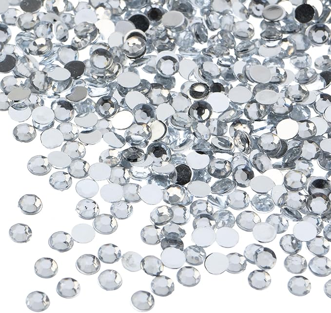 John Bead 2000 Pieces 4mm (SS16), Crystal, Acrylic Round Flat Back Rhinestones for Jewelry Making, DIY Crafts, Nail Art, Face Makeup, Clothes