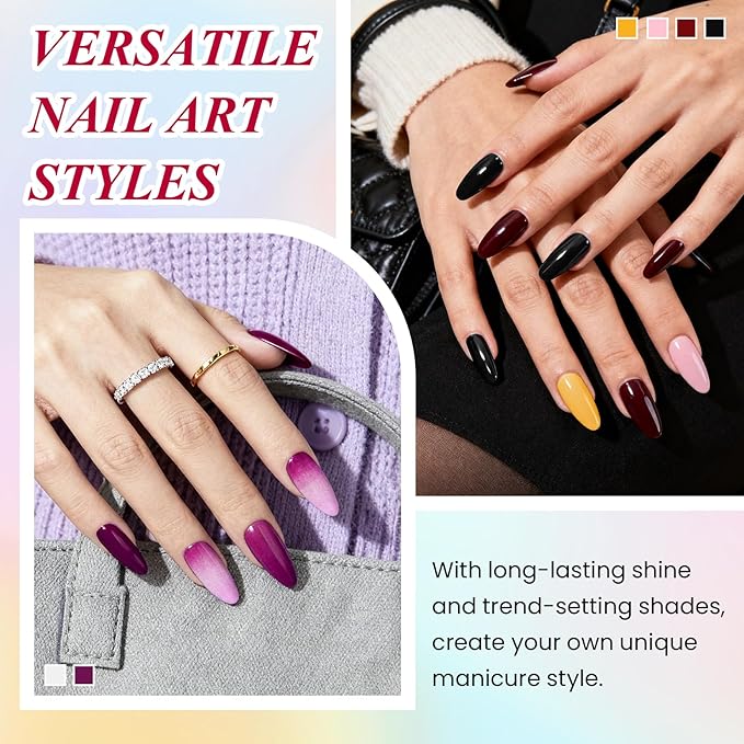 VANREESA 24 Pcs Gel Nail Polish Set, 21 Colors Christmas Gel Polish with Base Coat Glossy & Matte Top Coat Red Orange Yellow Green Blue Purple Gel Polish Kit Nail Kit Gifts for Women