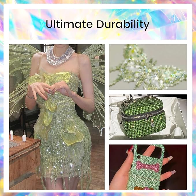 Novani Rhinestones 3000Pcs Flatback Crystal Round Loose Gemstones Glass Rhinestones for Crafts Makeup Nail Art Clothes Shoes DIY Decorations(SS8, 2.3-2.5mm,Light Green AB)