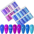 20 Rolls Blue Purple Nail Art Foil Transfer Sticker Kit - Blue & Purple Foil Transfers Decals for Nail Art
