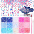 15 Grids Pearls and Resin Rhinestones for Crafting, Pink Blue White Bedazzling Gems Kit, Jelly Resin Rhinestones for Nails Face Eyes Makeup Crafts DIY Tumblers Bottles