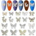 WOKOTO 36 Pcs 3D Butterfly Nail Charms, Gold & Silver Nail Butterfly Charms For Nail Art Jewels, Nail Rhinestones And 3D Butterfly Charms For Nails Butterfly Gems 3D Butterflies For Nails Decorations