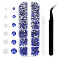 4240Pcs Flatback Royal Blue Rhinestones Glass Crystal Gems for Nail Art Face Jewels Glitter Round with Tweezers and Picking Pen (SS6~SS20 Set)