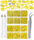 LPBeads 6000 Pieces Citrine Non Hotfix Rhinestones 6 Sizes Round Crystal Glass Flat Back Rhinestones with Tweezers and Picking Pen for Nail Art Crafts Clothes Bags DIY