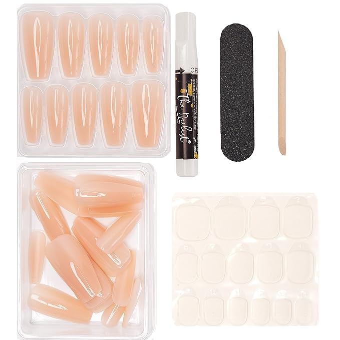 The Nailest - Instant Luxury Acrylic Press-on Nails - Medium Coffin- Love Me Nude