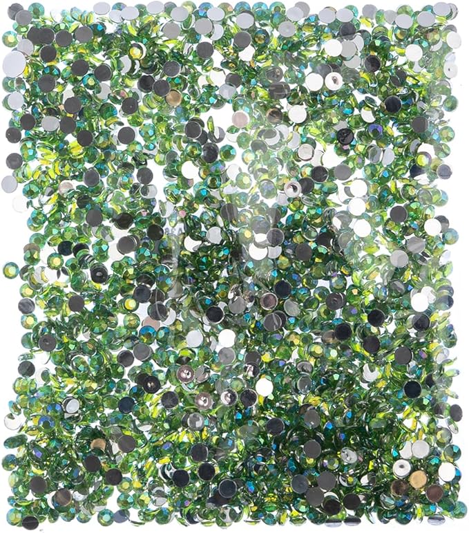 John Bead 2000 Pieces 4mm (SS16), Peridot AB, Acrylic Round Flat Back Rhinestones for Jewelry Making, DIY Crafts, Nail Art, Face Makeup, Clothes