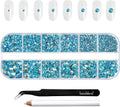 Beadsland Rhinestones for Makeup,8 Sizes 2500pcs Blue AB Flatback Rhinestones Face Gems for Nails Crafts with Tweezers and Wax Pencil,Aquamarine AB,SS4-SS30