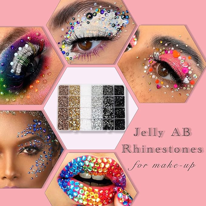 22800Pcs Multi Size Flatback Rhinestones,YAEISM Shiny Resin Jelly Flatback Bulk 6 Colors AB Rainbow Rhinestones Diamond Jewelry Decoration Design for DIY Crafts Clothes Shoes