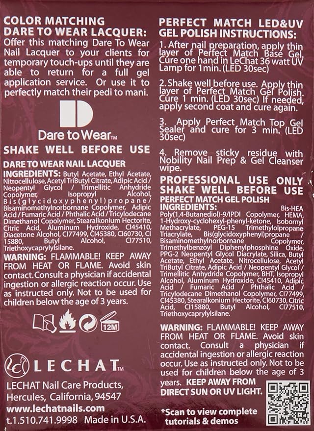 LeChat Perfect Match Gel Polish, Divine Wine, 0.5 Ounce (PMS185)