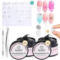 Beetles 3D Gel Nail Art & 3D Mold Pastel Playland-2 Pcs Clear Solid Builder Gels Non-Sticky Sculpting with Dual-Ended Sculpture Pen & 24 Pcs Dual Froms,Beginner Friendly DIY at Home,UV LED Lamp Needed