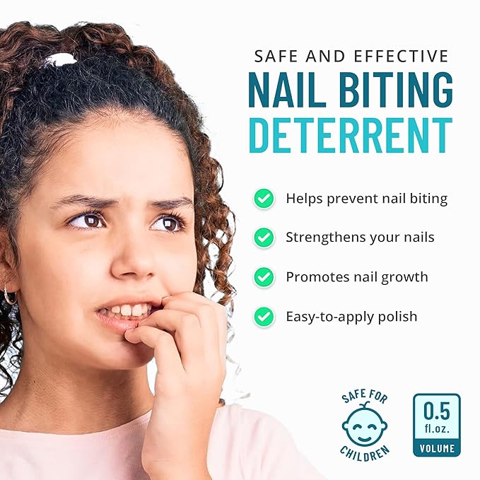 Stop Nail Biting Treatment for Kids, Clear Bitter Nail Polish to Gently Break the Habit, Safe & Comforting Nail Biting Prevention for Kids, Supports Healthy Nail Growth, 0.5 fl oz - Packaging May Vary