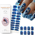 Semi Cured Gel Nail Strips,Blue Glass Nails Stickers with High Gloss and Glitter Design for Women,60S UV Light Curing Manicure,Long Lasting, Arts at Home