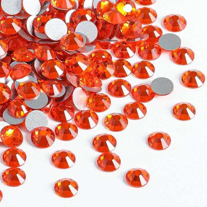 Beadsland 2880pcs Flat Back Crystal Rhinestones Round Gems for Nail Art and Craft Glue Fix, Orange,SS10,2.7-2.9mm