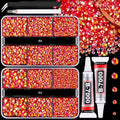 Resin Jelly Rhinestones for Crafting with B7000 Jewelry Glue, 2 Boxes Red AB Flatback Crystals with 2Pcs 10ml Glue, Bedazzling Non Hotfix Gems for DIY Tumblers Clothing Shoes Manicure