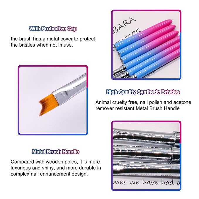 SILPECWEE 1pc French Nail Brush French Brush for Nails Design Acrylic Nail Art Brushes Nail Polish Brush Nail Painting Brushes French Tip Manicure Brush Nail Tools