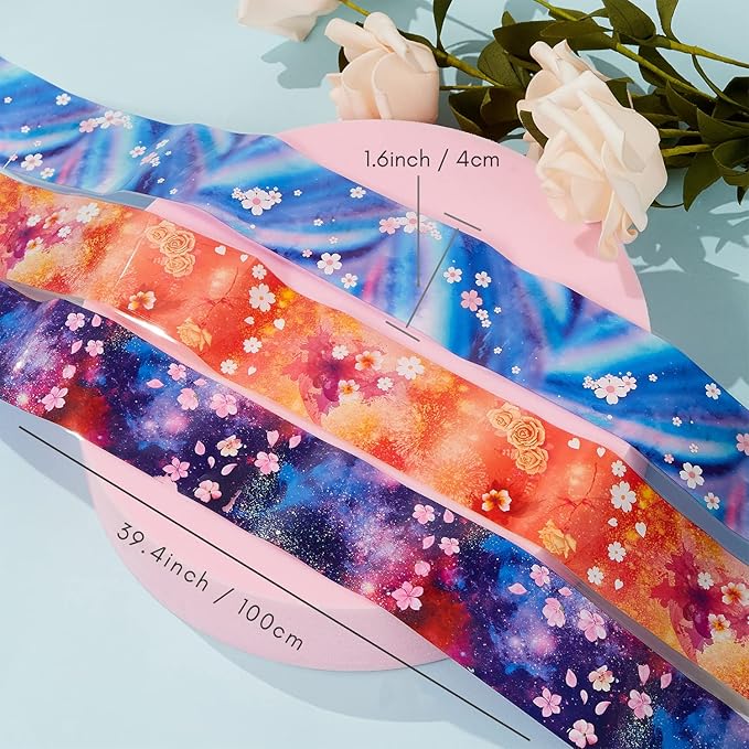 Makartt Nail Foil Sheets, 10 Rolls Transfer Nails Stickers with Starry Sky Flower Butterfly Art Designs, Adhesive Decals Supplies - 4x100cm