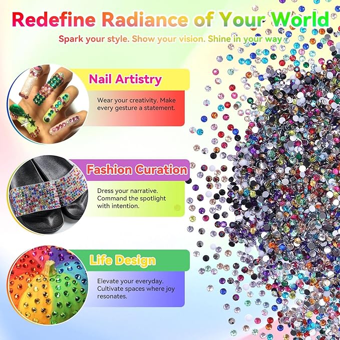 32000Pcs Color Rhinestones Bedazzling Kit, 3mm Flatback Pink Purple Blue White Colored Gems for Crafting, Bedazzling Kit for Crafts Clothing Shoes Bottle Diamond Nail Art Face DIY