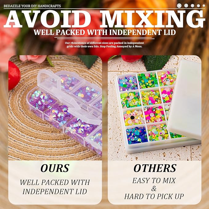 Resin Rhinestones for Crafting, 2/3/4/5/6mm Flatback Jelly Rhinestones, 1 Box Transparent Lavender Purple AB Non Hotfix Gems for DIY Crafts Mugs Tumblers Clothes Makeup Nail