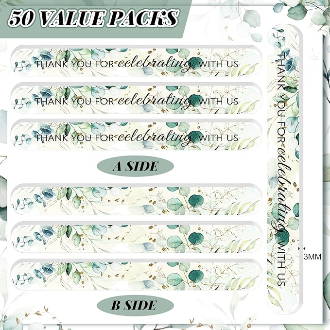 50 Pcs Wedding Bridal Shower Party Favors Bulk Nail Files Emery Boards for Guests Bridesmaid Bachelorette Party Favors Thank You for Celebrating with Us Game Prizes Gifts Bags Stuffers