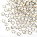 200 Pcs 12MM Sew on Rhinestones White Crystal Glass Metal Base Flower Shape，Flatback Pearls for Crafting，Sewing Accessories for Wedding Clothes and Shoes with Glue