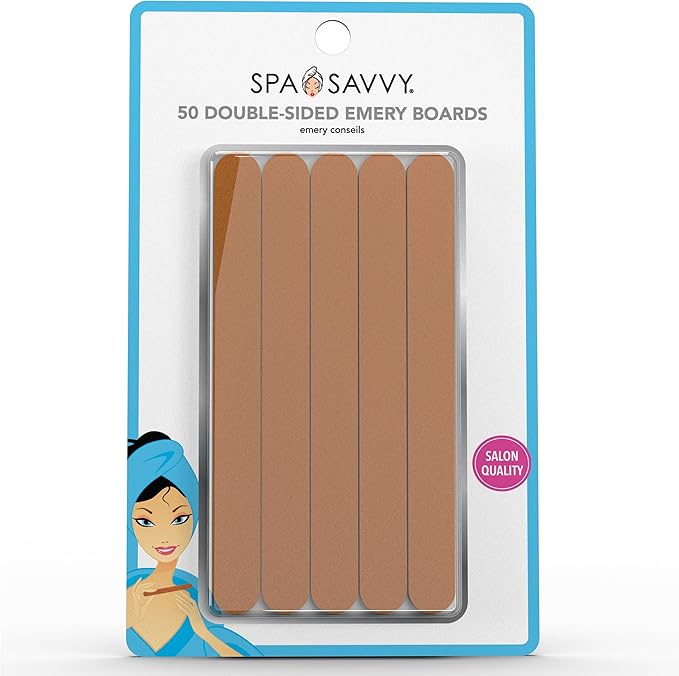 Nail File Set, 50 Count, Double Sided 4.5 Inch Emery Boards for Regular, Gel, and Acrylic Nails, Pedicure and Manicure Tools