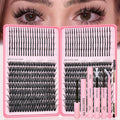Lash Clusters Kit with Spikes, 80D+80D Eyelash Clusters Extensions Individual D Curl Fluffy Wispy False Eyelashes DlY Manga Lashes Extension Kit (12-22mm, Lash Clusters Kit)