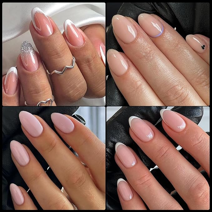 AddFavor 600pcs Short Almond Nail Tips, Soft Gel Nail Tips Almond Short Clear Fake Nails Full Cover Acrylic Nails Tips for Extension Nail Manicure Salon Home DIY
