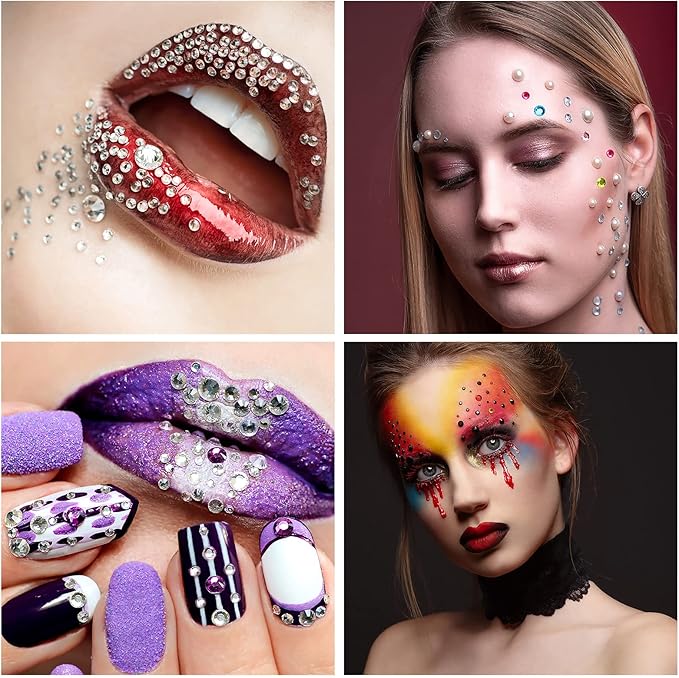 Rhinestone Stickers 2478Pcs Self Adhesive Facial Gem Stickers,4 Sizes 15 Colors for DIY Decorative Crafts, Nails, Makeup Festival, Holiday Cards