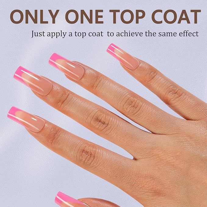 Misssix French Gel Nail Tips, 150Pcs Pink French Tip Press on Nails Long Square, No Need to File Tips Pre-lasting, Fake Nails for Nail Art DIY 15 Sizes