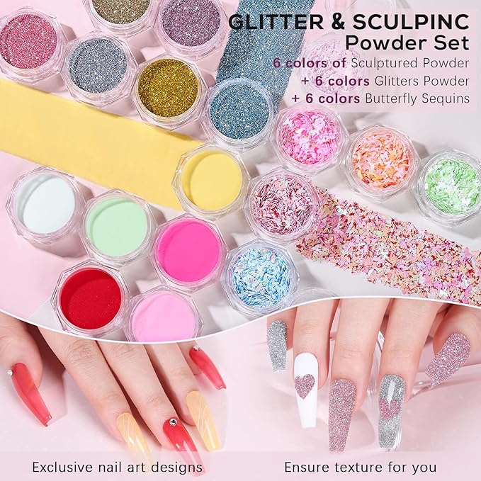 Acrylic Nail Kit for Beginners: Professional Acrylic Powder Set with Everything for Starter - U V Light Nail Drill and Liquid - Full Tools Decoration Tech Gifts for Home Salon Women