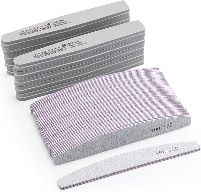 35 Count 100/180 Grit Nail Files and Buffers for Acrylic Nails, Washable Nail Buffer Double Sided Emery Boards Manicure Tools for Nail Tech