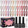 MIZHSE Cat Eye Gel Nail Polish, 12 Basic Colors Collection Velvet Magnetic Gel Polish Polish, Sparkle Shimmery Glitter Nude Pink Brown Soak Off Nail Art Manicure Kit Valentine's Gift