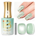 Beetles Minty Gleam Green Cat Eye Gel Nail Polish - 15ML Glass Green Glitter Cat Eye Spring Gel Polish Magnetic Shimmer Effect Soak Off UV Nail Art Design Salon DIY Manicure Gift for Women
