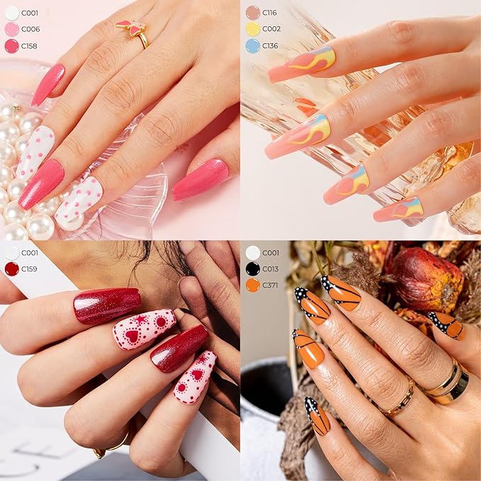 ROSALIND 30pcs Gel Nail Polish Set with Base and Glossy & Matte & Glitter Top Coat, 26 Colors Gel Polish Set Pink Nude Red Yellow Green Black White Nail Kit LED Needed Salon DIY Home Gift for Women
