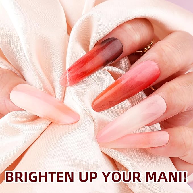 Sponge Pat Paint Nail Gel, 9 Colors Nude Pink White Red Brown Black Ombre Gel Nail Polish Set with 50pcs Nail Sponges 4 Claws Metal Grabber and Brush Painting Nail Art Nutural Extra