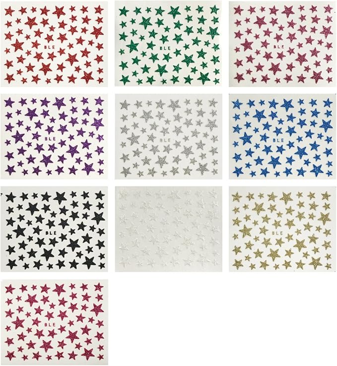 Allydrew Glitter Stars Decorative Nail Stickers Glitter Stars Decorative Nail Stickers (10 Sheets)