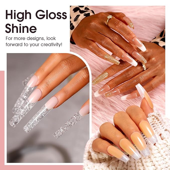 ROSALIND Poly Nail Gel Set, 8 Colors 10g Clear Nude Poly Extension Gel Nail Set, Glitter Shiny Poly Nail Gel Kit Builder Nude Gel Extension Kit for Nail Art Design Easy DIY Gift for Women