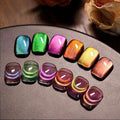 Born Pretty Cat Magnetic Eye Gel Nail Polish Rainbow Aurora Cat Magnetic Gel Polish Pink Green Blue Yellow Glitter Holographic Cat Magnetic Eye Gel Manicure Nail Art DIY, Firefly Aurora Series 6PCS