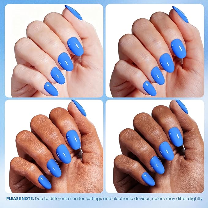 Beetles Blue Gel Nail Polish - Azure Gleam 15ML/0.51Fl Oz, Hema Free Bright Neon Blue Gel Polish, Same Color Same Bottle, Soak Off UV LED Lamp Spring Summer Nails Art, Manicure Salon DIY Neon Nails