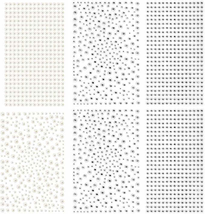 2100 Clear Rhinestone Stickers Self Adhesive Rhinestone and Pearl,Shiny Diamond Sticker for face, Beauty, Makeup, Nail Art, Mobile Phone, Wedding Hair Decoration, DIY Crafts